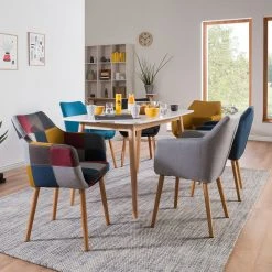 Chaises Soldes -Chaises Soldes armlehnenstuhl nicholas iii webstoff eiche massiv grau bordeaux 4185684