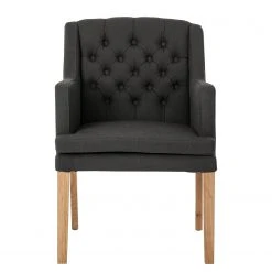 Maison Belfort Chaise à accoudoirs Austin - Tissu Kyra: Gris foncé -Chaises Soldes armlehnstuhl austin webstoff eiche massiv dunkelgrau 4191732