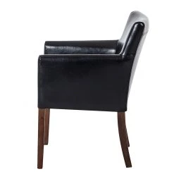 Maison Belfort Chaise à accoudoirs Lincoln I - Imitation cuir noir / bouleau brun foncé -Chaises Soldes armlehnstuhl lincoln kunstleder schwarz birke hellbraun 309333