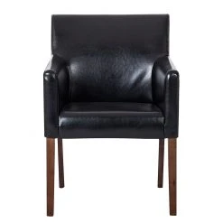 Maison Belfort Chaise à accoudoirs Lincoln I - Imitation cuir noir / bouleau brun foncé -Chaises Soldes armlehnstuhl lincoln kunstleder schwarz birke hellbraun 309334