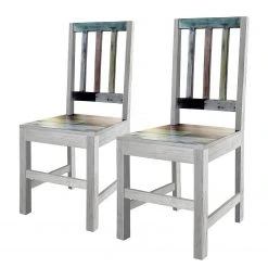 Wolf-Möbel Chaises Goa (lot de 2) - Partiellement en manguier massif - Manguier blanc vintage