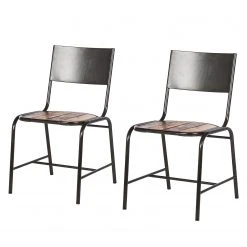 Ars manufacti Chaises Tamati (lot de 2) - Pin massif / acier inoxydable - pin / noir