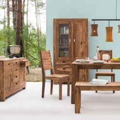 Wolf-Möbel Chaises Yoga (lot de 2) - Sheesham massif - Naturel -Chaises Soldes esszimmerstuhl yoga 2er set sheesham massiv natur 4105092