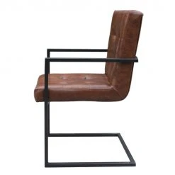 Ars manufacti Chaise cantilever - Imitation cuir / Métal - Marron / Noir -Chaises Soldes freischwinger lungo kunstleder cappuccino 5114648