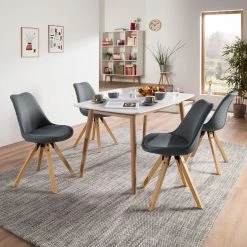Chaises Soldes -Chaises Soldes polsterstuhl aledas ii 2er set webstoff gummibaum massiv dunkelgrau 4292776