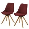 Mørteens Chaises capitonnées Aledas II - Tissu Cors: Rouge foncé - Lot de 2 -Chaises Soldes polsterstuhl aledas ii 2er set webstoff gummibaum massiv dunkelrot 5061032
