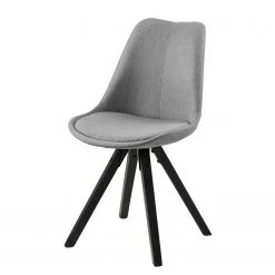 Mørteens Chaises capitonnées Aledas V - Tissu / Hévéa massif - Gris clair / Noir - Lot de 2 -Chaises Soldes polsterstuhl aledas v 2er set webstoff gummibaum massiv granit schwarz 5104264