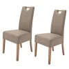 Roomscape Lot de 2 chaises capitonnées Alessia II - Taupe / Chêne -Chaises Soldes polsterstuhl alessia ii 2er set kunstleder taupe eiche 4289304