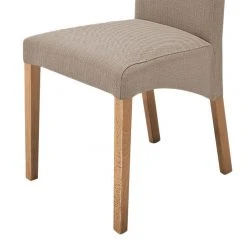 Ars Natura Chaises capitonnée Foxa (lot de 2) - Tissu / Hêtre massif - Hêtre - Taupe / Chêne -Chaises Soldes polsterstuhl demius 2er set webstoff taupe eiche 1935914