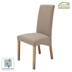 Ars Natura Chaises capitonnée Foxa (lot de 2) - Tissu / Hêtre massif - Hêtre - Taupe / Chêne -Chaises Soldes polsterstuhl demius 2er set webstoff taupe eiche 1935930