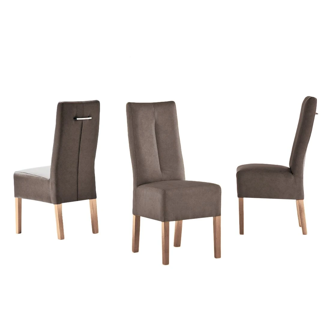 Maison Belfort Chaises capitonnées Funny II (lot de 2) - Marron / Chêne 4 Maison Belfort Chaises capitonnées Funny II (lot de 2) - Marron / Chêne – Image 2